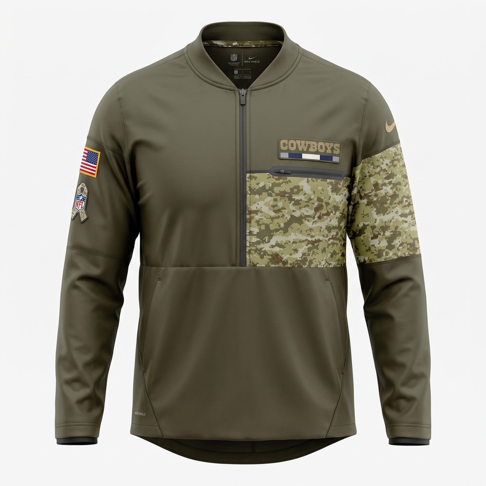Nike Salute to Service Dallas Cowboys Jacket Mens L Green Camo 852952-325